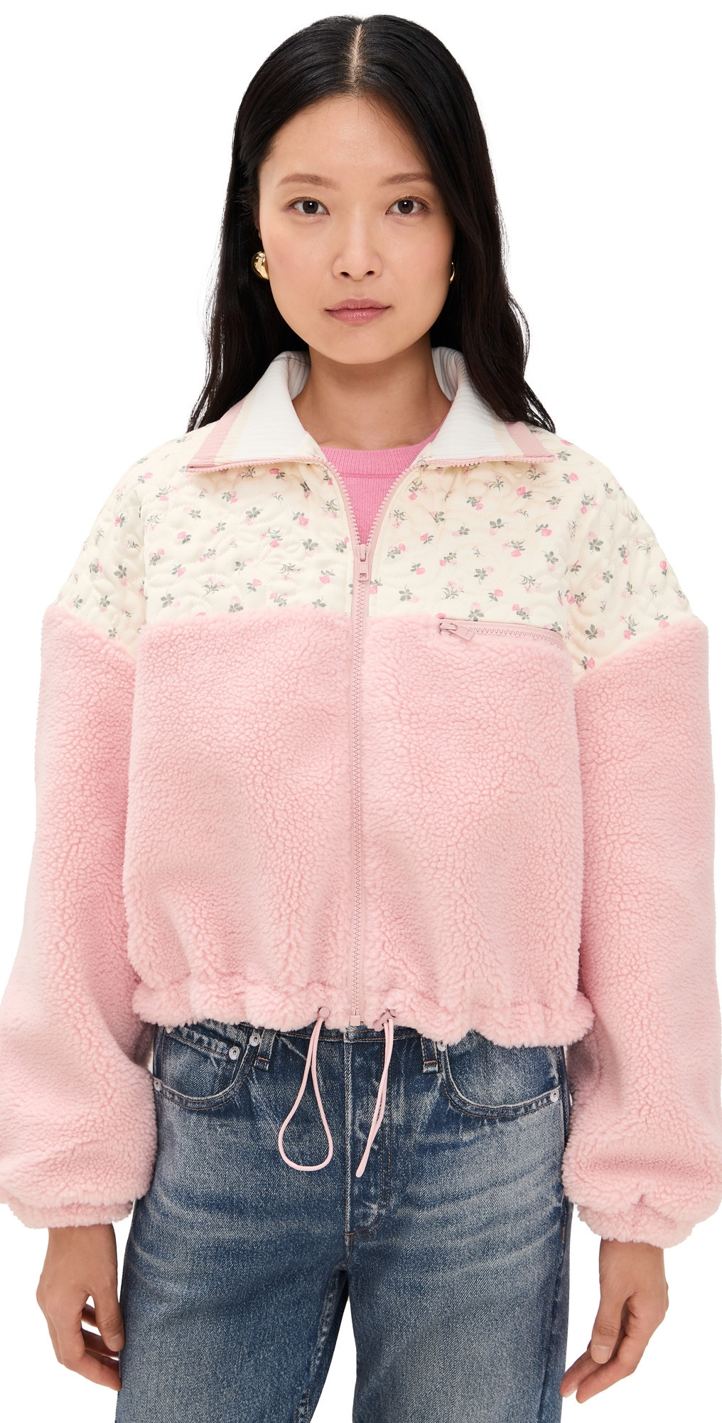 For Love & Lemons Saide Sherpa Jacket Pink L | Shopbop