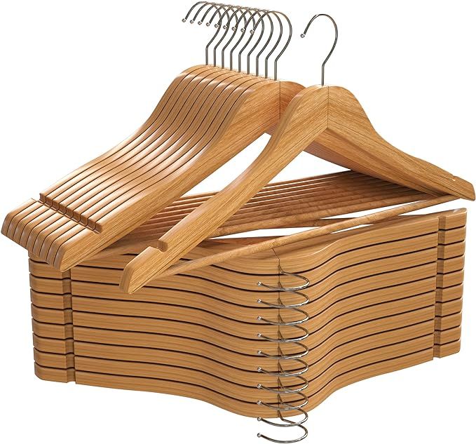 Utopia Home 20 Pack Premium Wooden Hangers - Durable & Slim Coat Hangers - Suit Hangers with 360-... | Amazon (US)