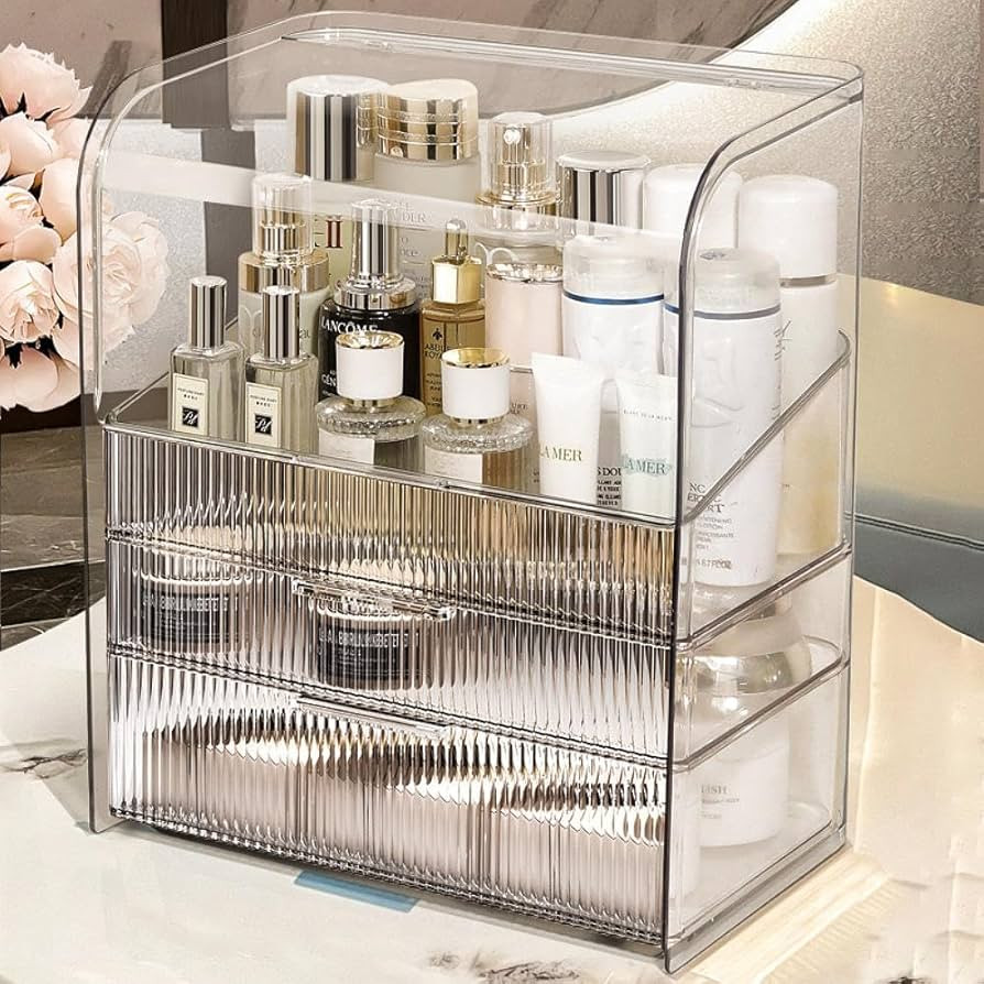 Makeup Storage Organizer Box Large Cosmetic Display Cases Dustproof and Waterproof Cosmetic Organ... | Amazon (US)