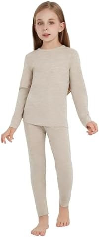Kids Unisex 100% Merino Wool Base Layer Sets Lightweight Thermal Underwear | Amazon (US)