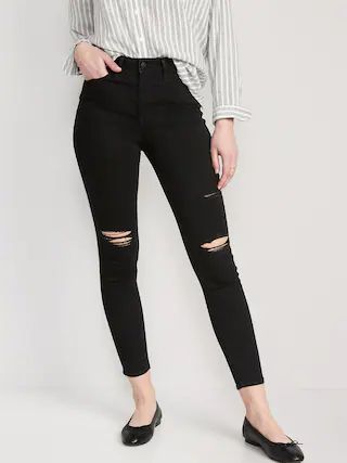 High-Waisted Rockstar Super-Skinny Distressed Jeans For Women | Old Navy (US)