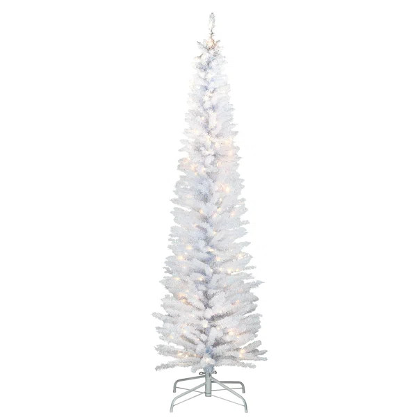 Tinsel Trees White Pine Artificial Christmas Tree with Clear/White Lights | Wayfair North America