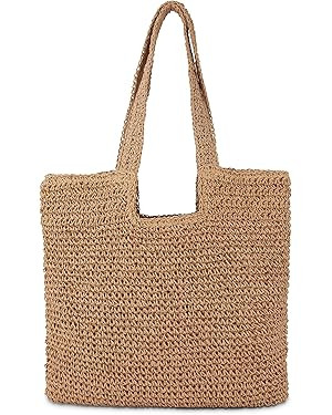Straw Beach Tote Bag: Large Summer Boho Woven Bags - Rattan Handmade Shoulder Handbags for Women | Amazon (US)