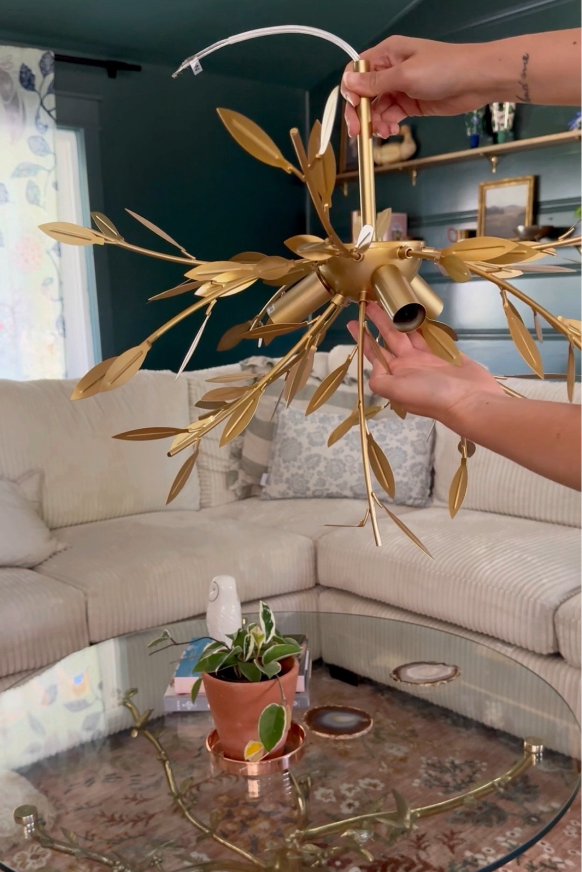 Love this gold leaf chandelier I found for my romantasy living room makeover! 

#LTKHome