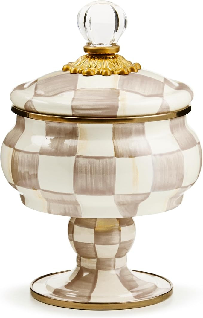 MACKENZIE-CHILDS Enamel Curiosity Pot, Decorative Container for Home Decor, Brown-and-White Mocha... | Amazon (US)