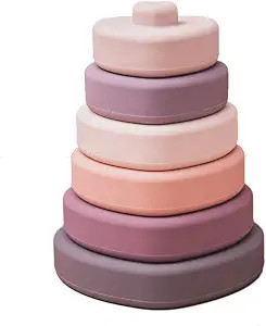 Promise Babe Silicone Stacking Toys Heart Shape Stacking Blocks Soft Baby Toy 6pcs Building Stack... | Amazon (US)