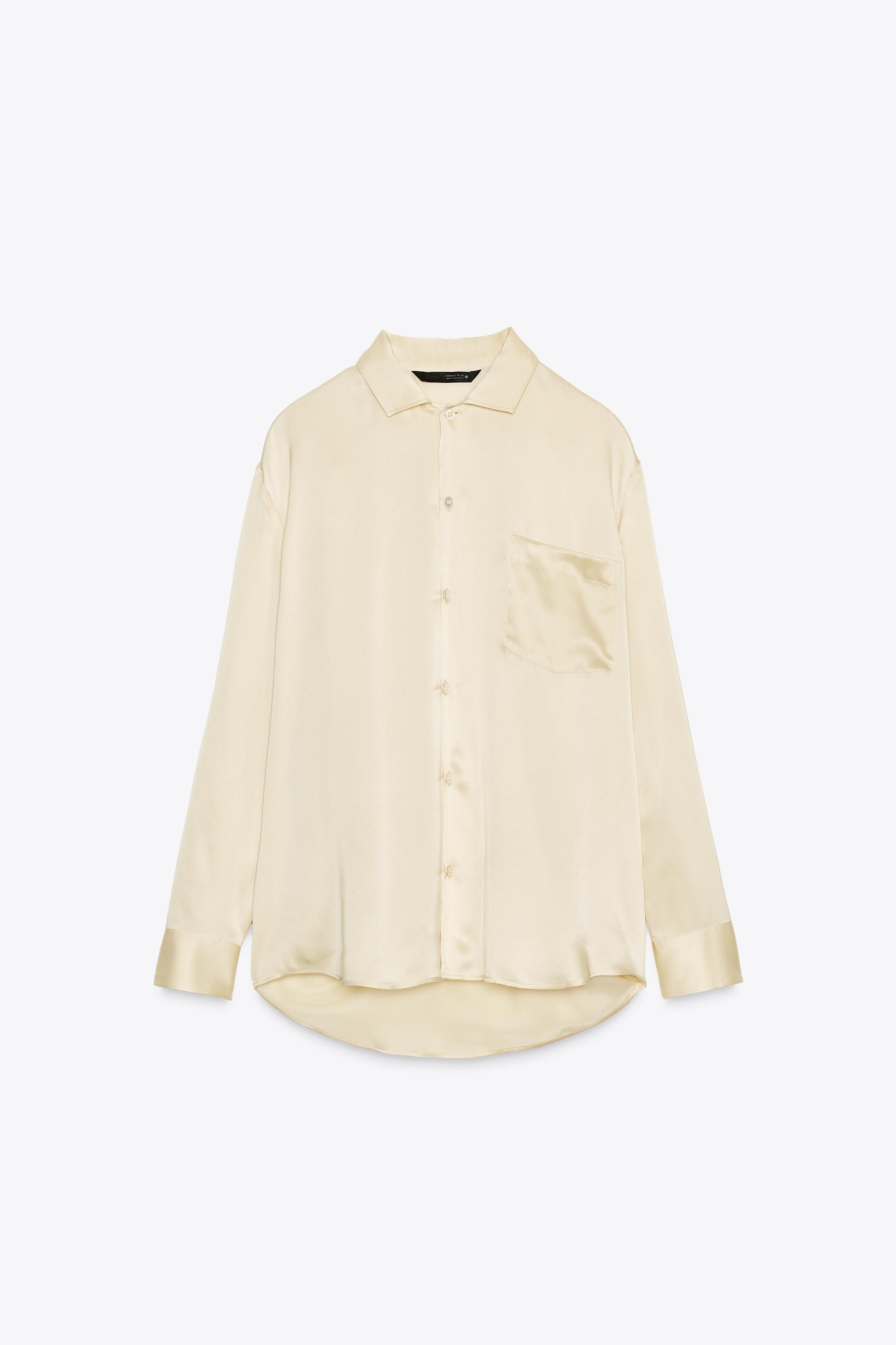 ZW COLLECTION 100% SILK SHIRT WITH POCKET | Zara US