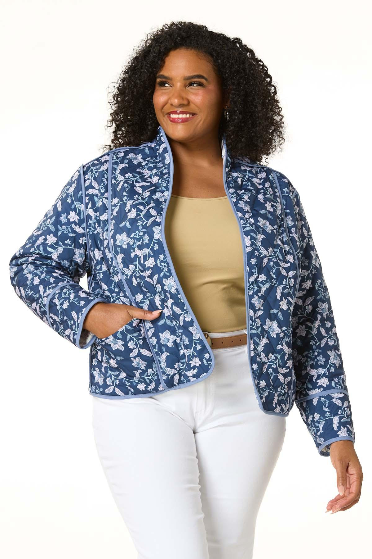 Plus Size Quilted Floral Jacket | Cato Fashions