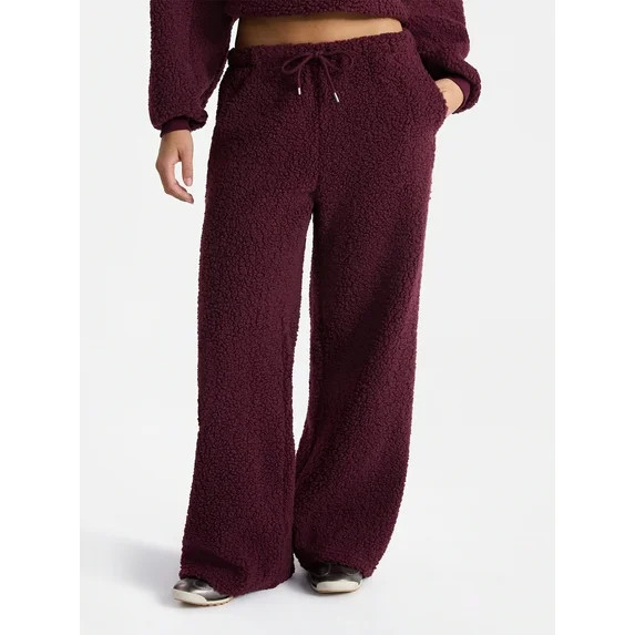 No Boundaries Wide Leg Plush Pants, 30.5'' Inseam, Women's | Walmart (US)