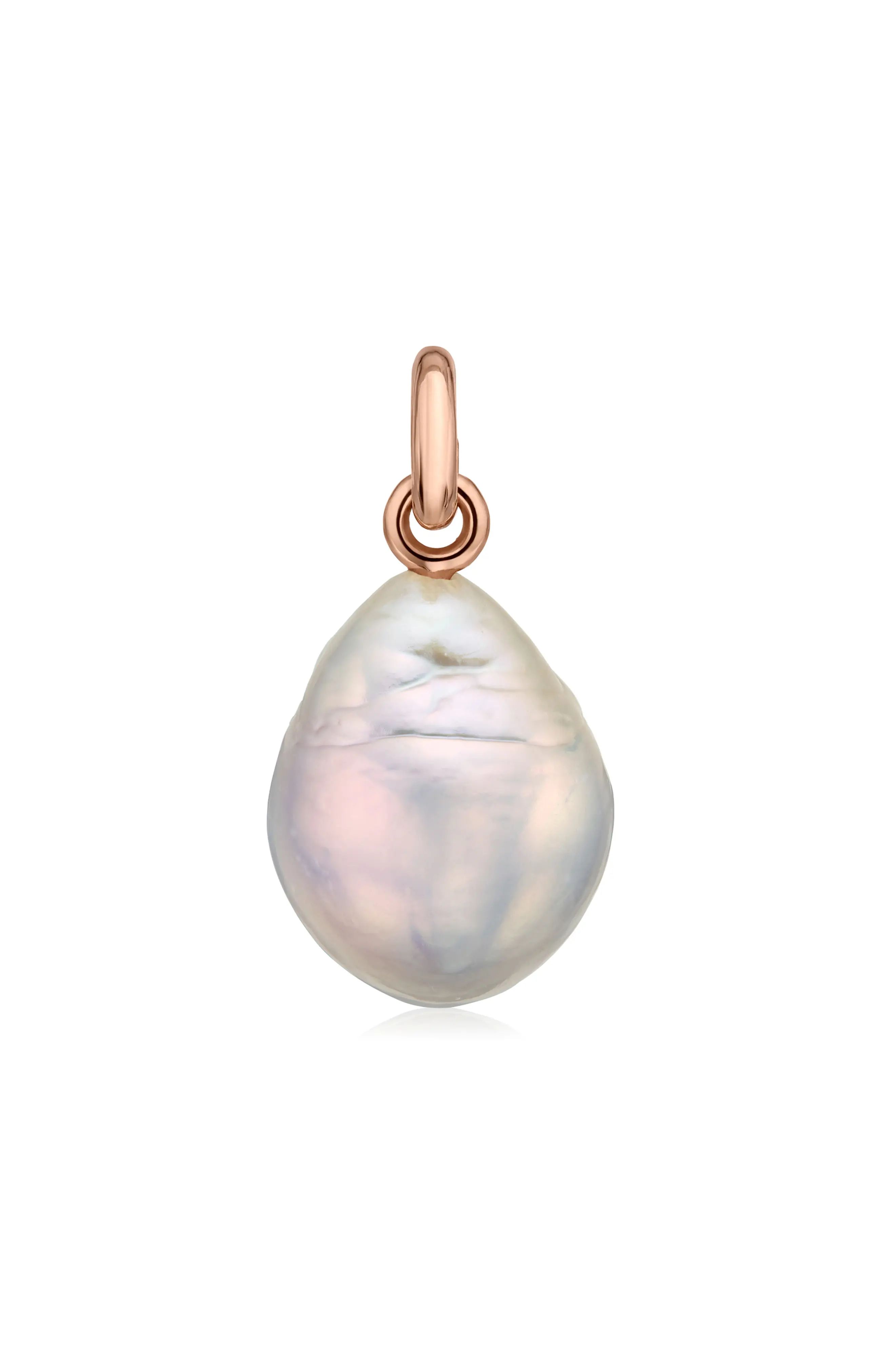 Monica Vinader Nura Baroque Pearl Necklace Enhancer in 18K Rose Gold at Nordstrom | Nordstrom