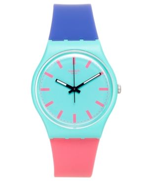 Swatch Unisex Swiss Shunbukin Blue and Pink Silicone Strap Watch 34mm GG215 | Macys (US)