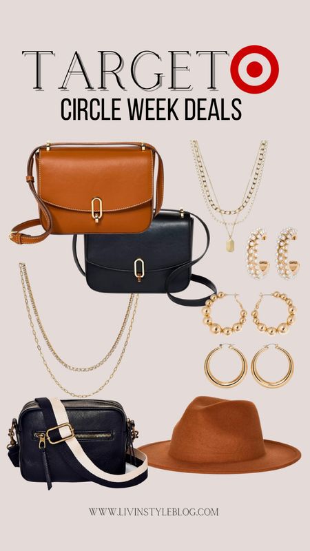 30% Target jewelry and accessories! Crossbody bags, fall hat, gold layered necklaces, gold hoop earrings and more

#LTKfindsunder50 #LTKsalealert #LTKstyletip