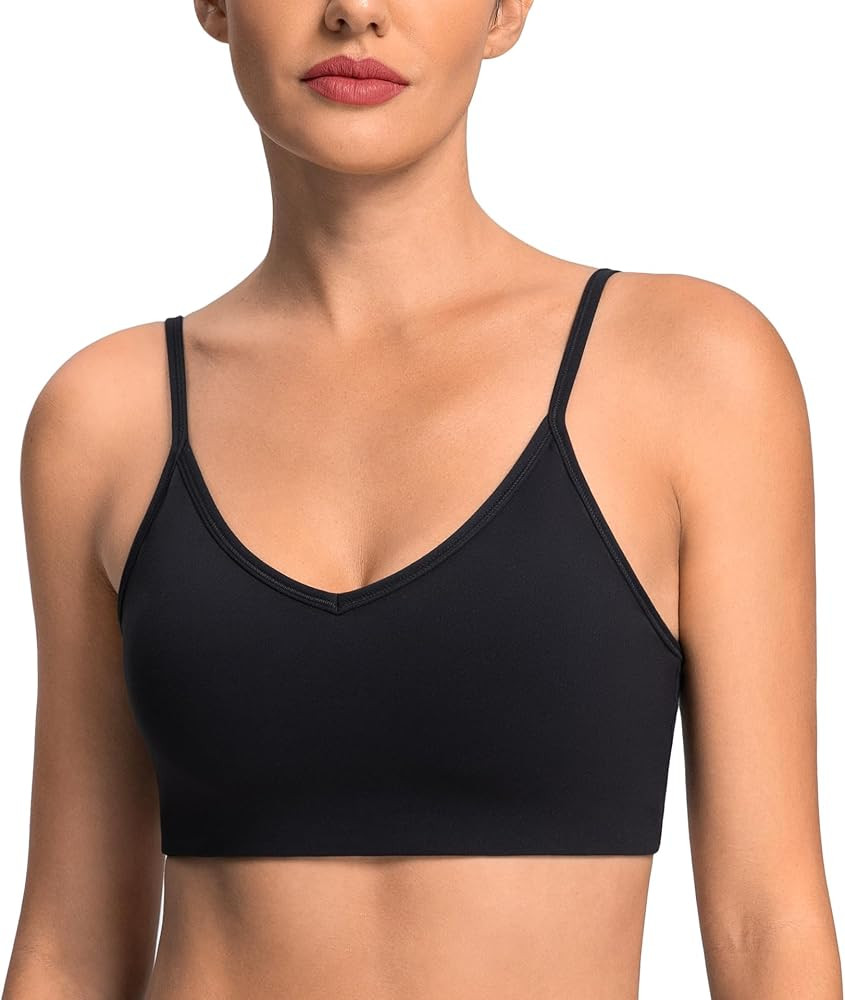 Colorfulkoala Dreamlux Adjustable Spaghetti Strap Sports Bras for Women V-Neck Padded Crisscross ... | Amazon (US)