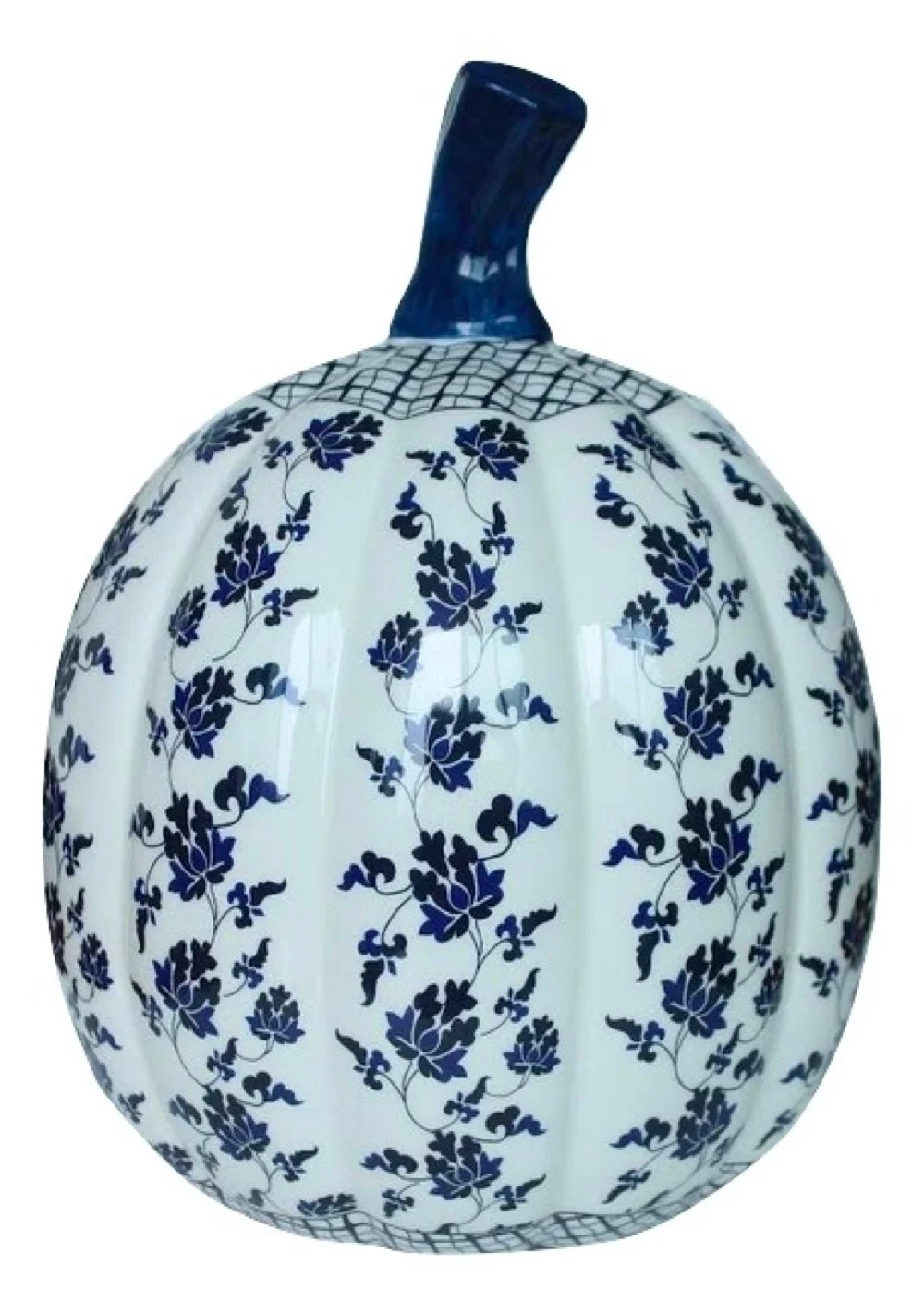 Bungalow Rose LARGE BLUE AND WHITE FLORAL PUMPKIN | Wayfair | Wayfair North America