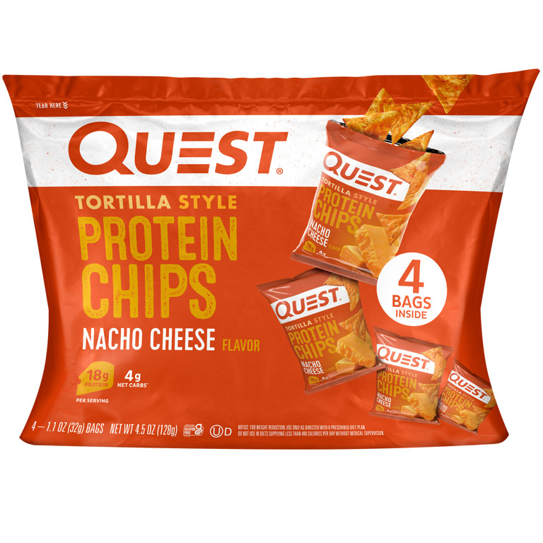 Quest Tortilla Style Protein Chips, Nacho Cheese, 1.1oz, 4 Ct - Walmart.com | Walmart (US)
