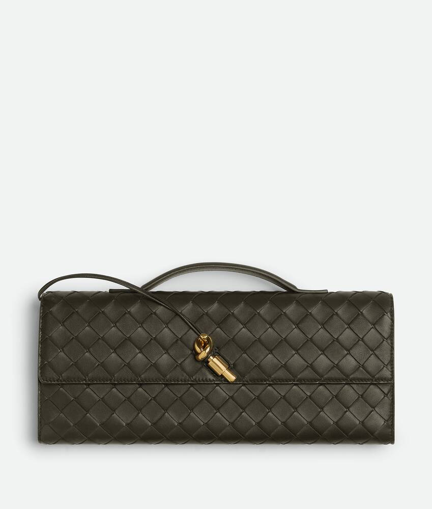 Bottega Veneta® Women's Andiamo Clutch in Kaki. Shop online now. | Bottega Veneta