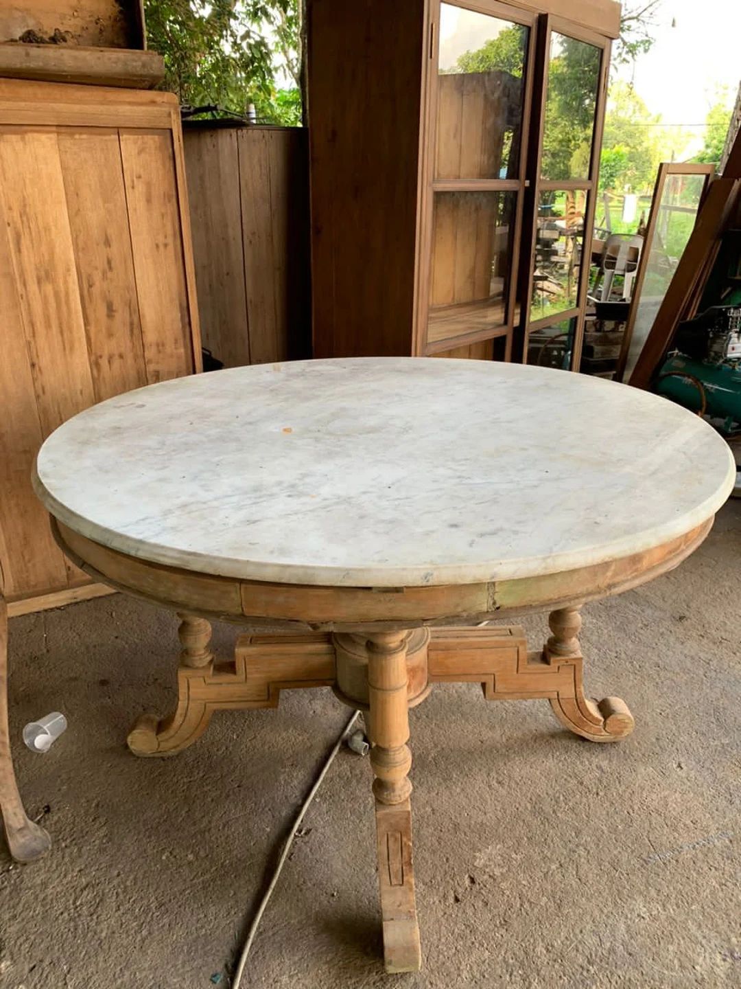 Antique teakwood Kopitiam marble table 4 feet insize | Etsy (US)