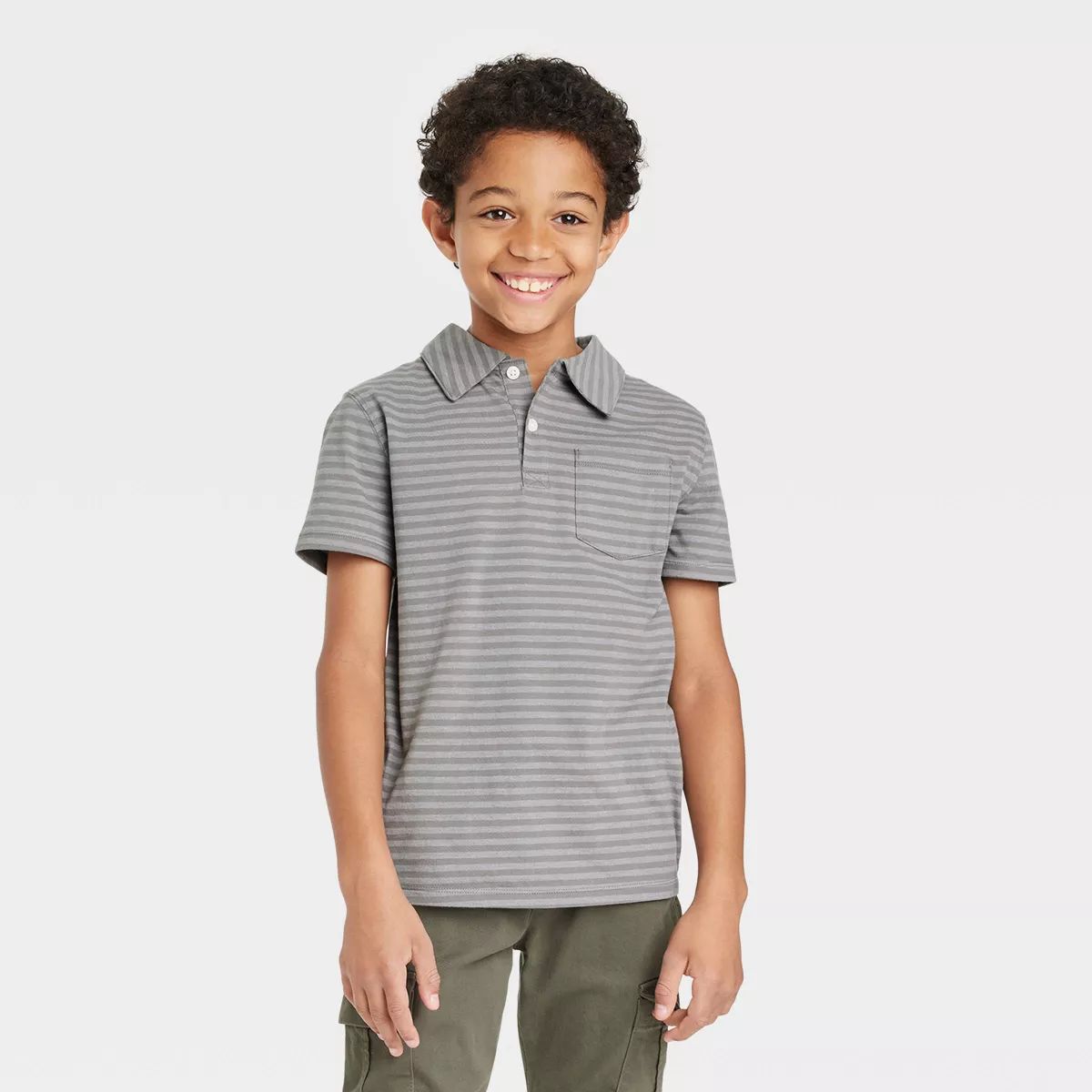 Boys' Short Sleeve Striped Polo Shirt - Cat & Jack™ | Target