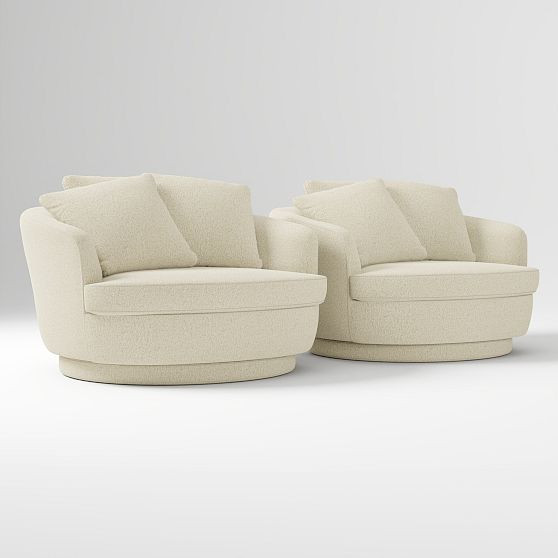 Viv Set Of 2: 40.25in Grand Swivel Chair, Cozy Shearling Ivory | West Elm (US)