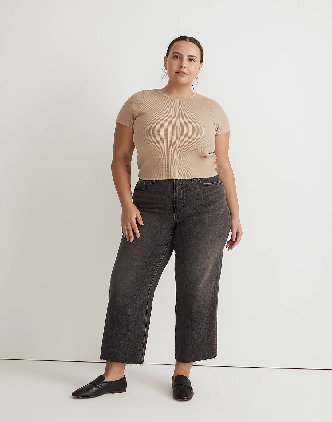 Waffle Knit Crewneck Short-Sleeve Crop Tee | Madewell