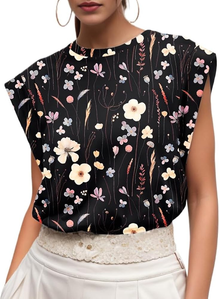 GRECERELLE Women 2026 Cap Sleeve Tops Summer Casual Tee Shirt Loose Crew Neck Basic Tank Trendy W... | Amazon (US)