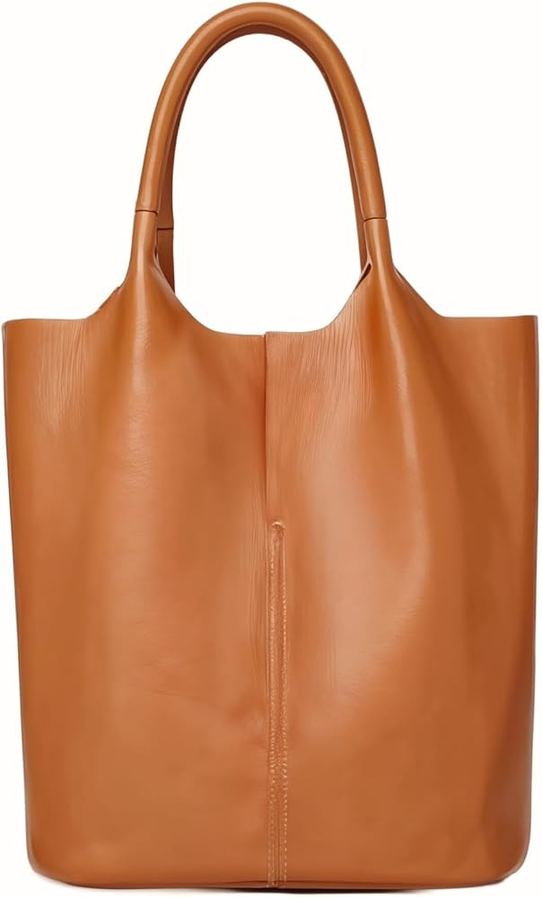 Women's Genuine Leather Tote Bag with Removable Zippered Pouch, Soft Cowhide, Stylish Everyday Sh... | Amazon (US)