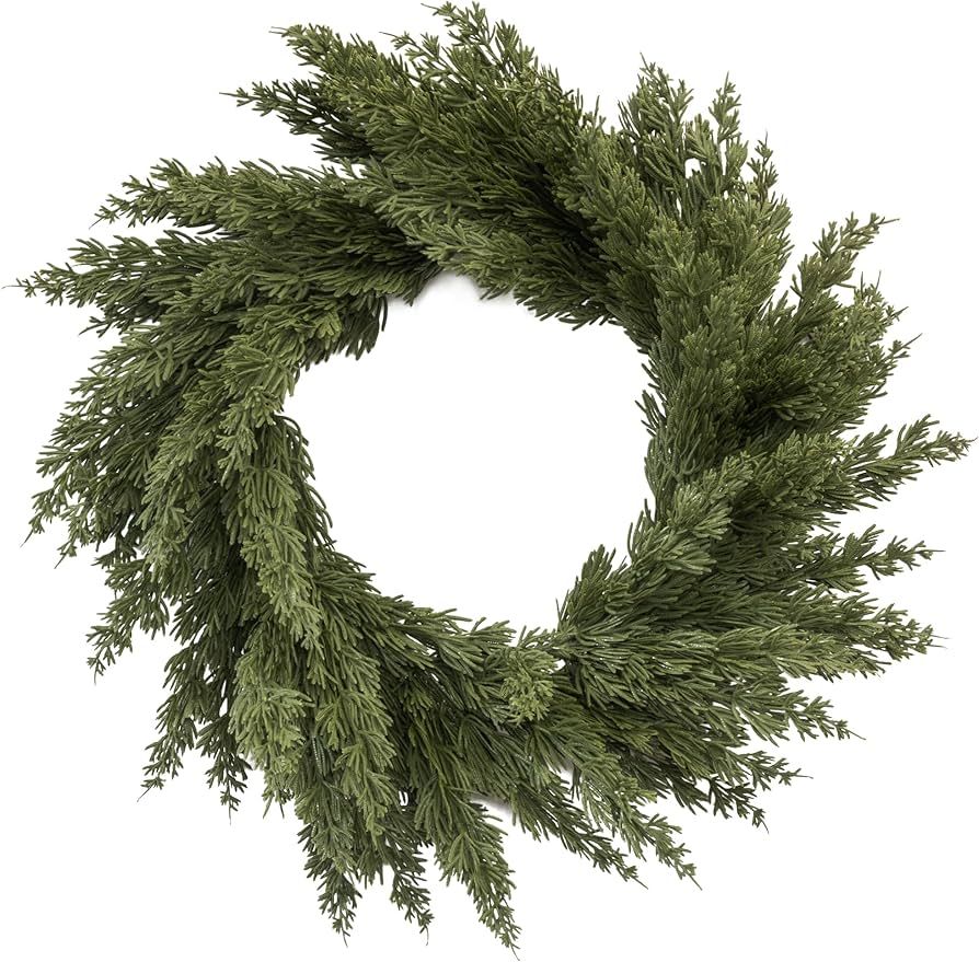 MISSPIN 22 Inch Winter Cedar Wreaths for Front Door, Large Cedar Pine Christmas Wreath, Artificia... | Amazon (US)