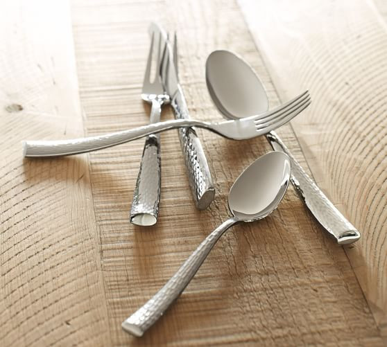 Shiny Hammered Handcrafted Flatware | Pottery Barn (US)