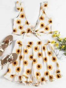 Sunflower Top Shorts Two Piece Set | ZAFUL (Global)