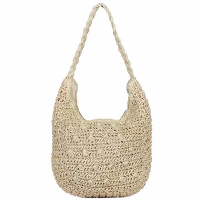 Julia Buxton Straw NS Hobo, Beige | Belk