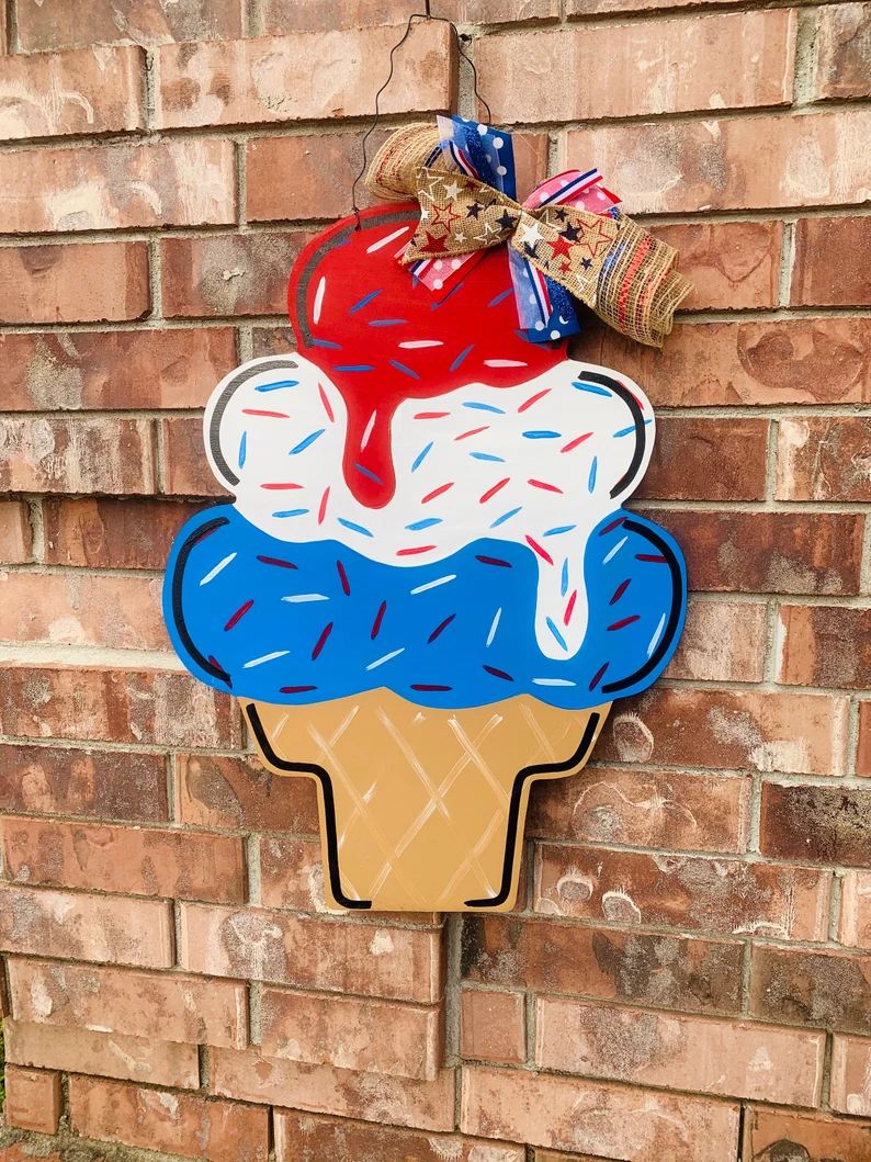 Summer door hanger, ice cream door hanger, 4th of july door hanger, patriotic door hanger, summer... | Etsy (US)