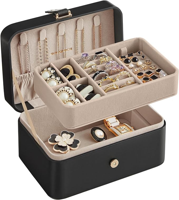 SONGMICS Jewelry Organizer Box, Travel Jewelry Case, 2-Layer Travel Case for Earrings, Necklaces,... | Amazon (US)