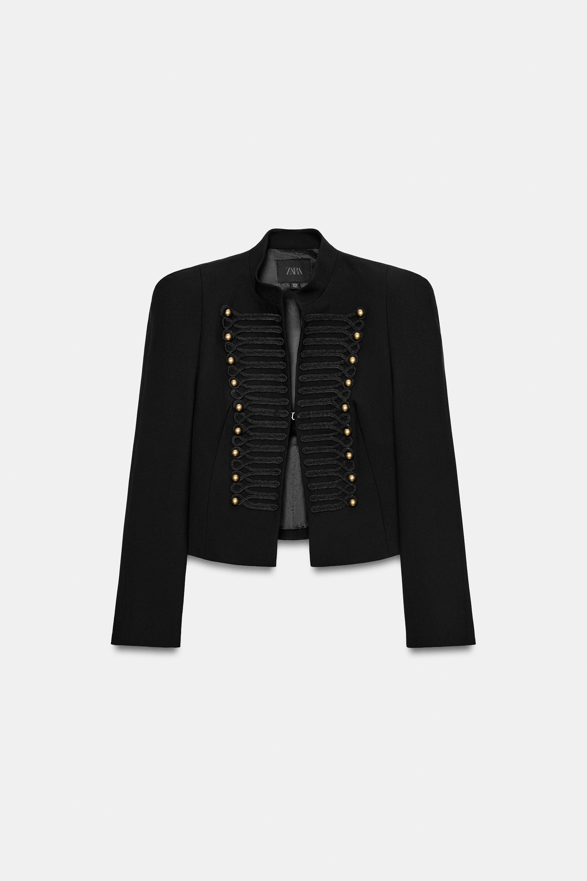 Zara - Fitted Blazer With Shoulder Pads - Black - L - Woman | Zara US