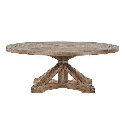 Sierra Round Farmhouse Pedestal Base Wood Cocktail Table Vintage Wood - Inspire Q | Target