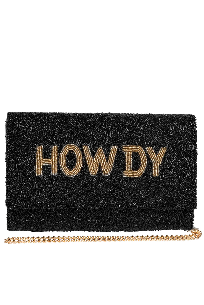 Christina Greene Black Howdy Beaded Western Clutch Bag | Pinto Ranch | Pinto Ranch