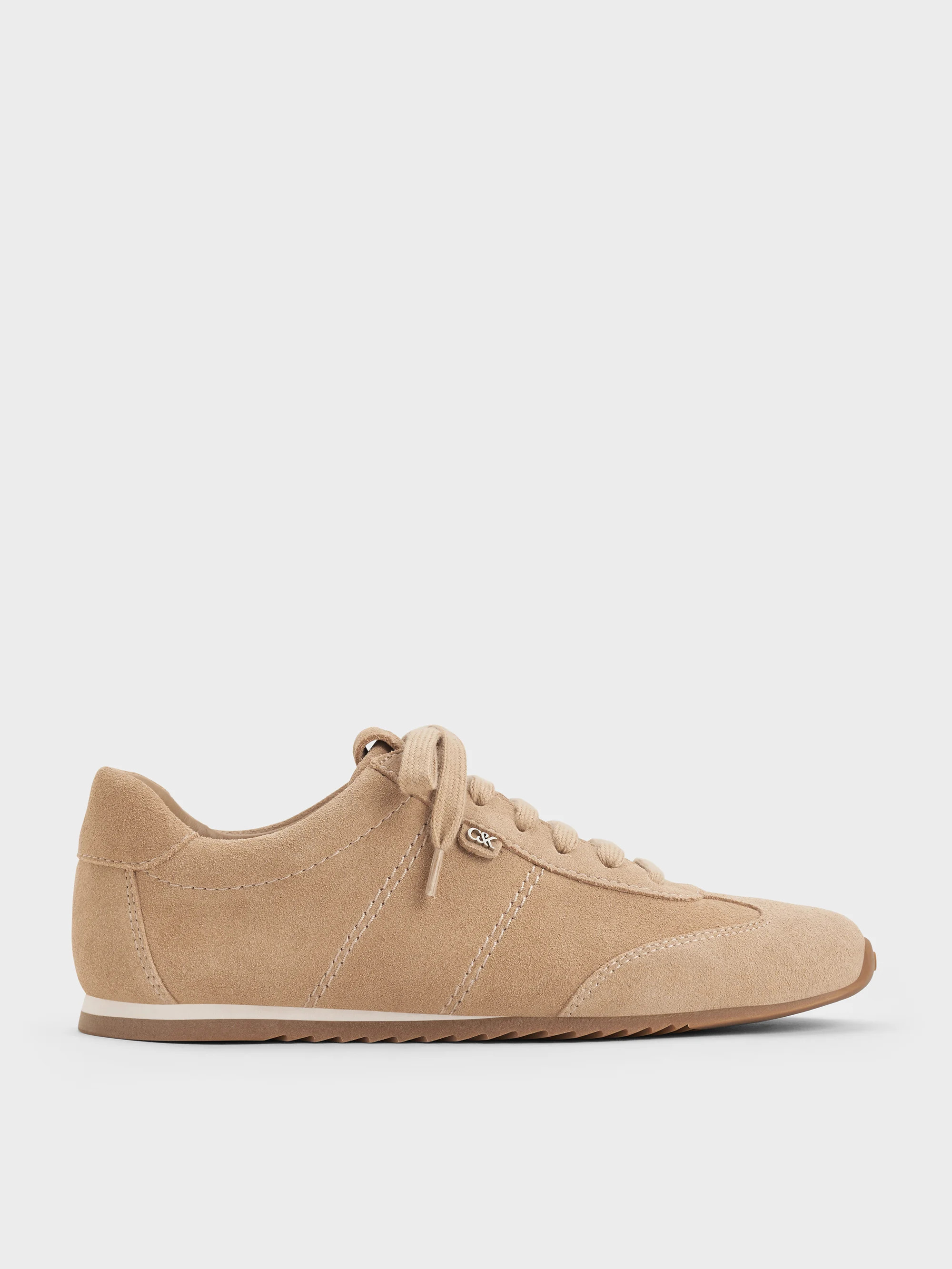 Beige Jace Suede Sneakers | CHARLES & KEITH UK | Charles & Keith UK