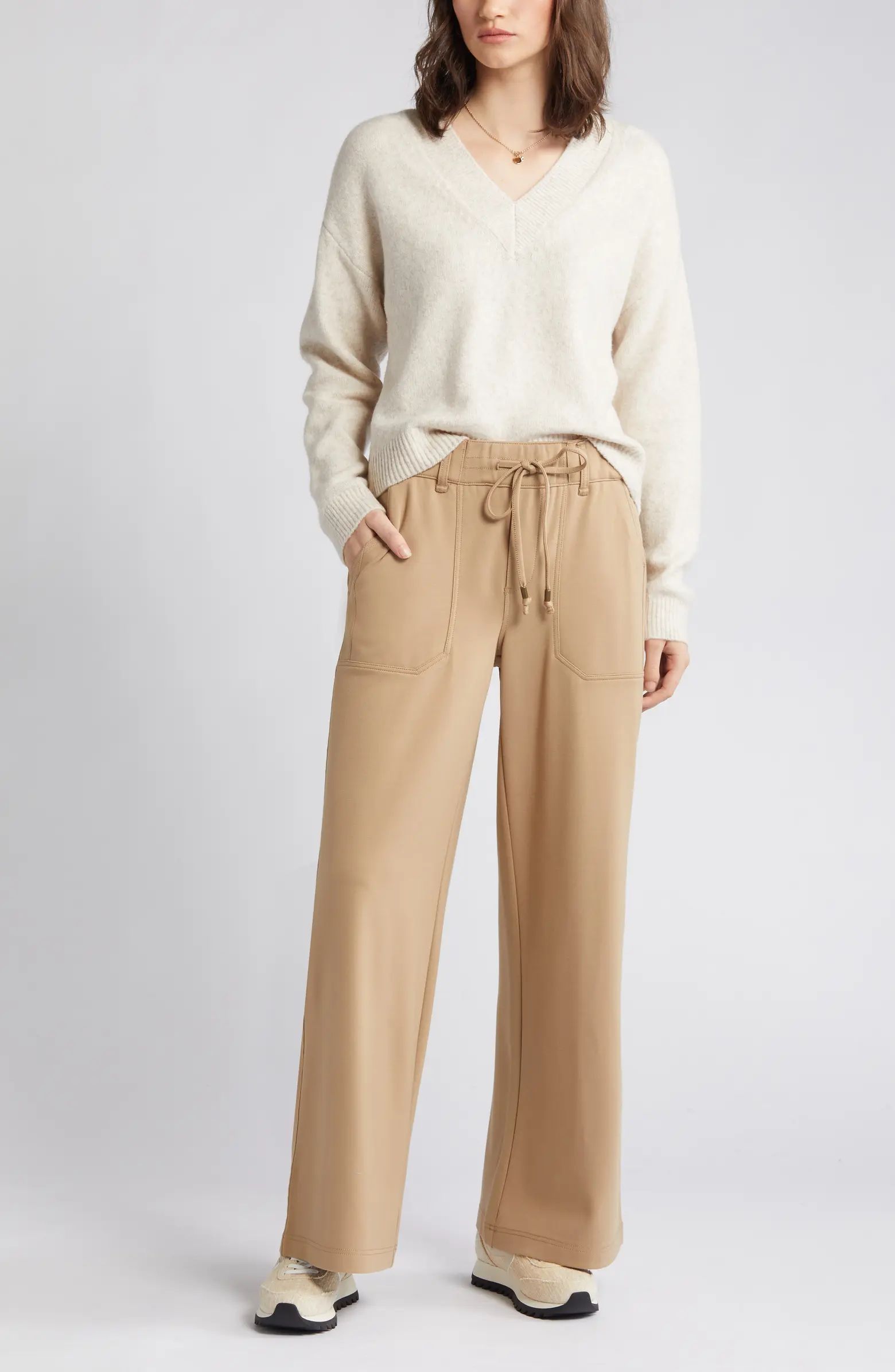 'Ab'Leisure Pull-On High Waist Wide Leg Knit Pants | Nordstrom