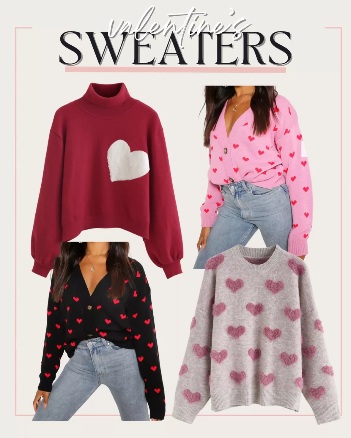 Contrast Color Fuzzy Hearts Knit … curated on LTK