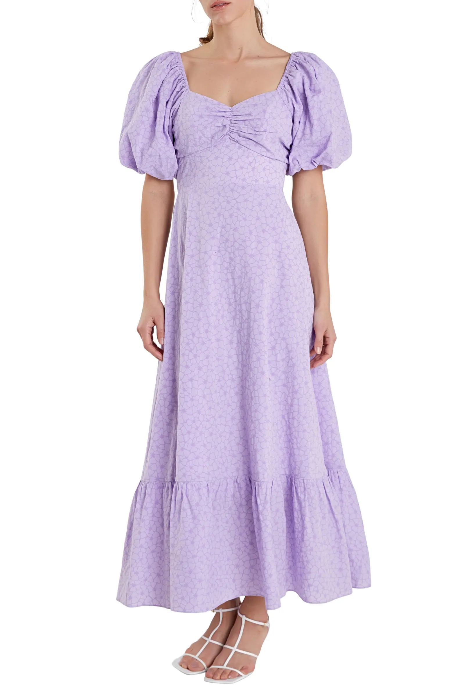 English Factory Floral Puff Sleeve Tie Back Maxi Dress | Nordstrom | Nordstrom