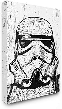 The Stupell Home Décor Collection Black and White Star Wars Stormtrooper Distressed Wood Etching... | Amazon (US)
