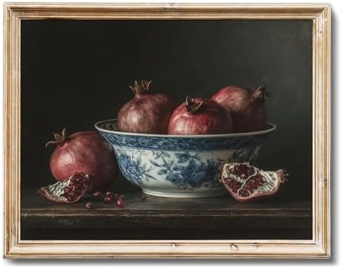 RETRART Vintage Pomegranate Wall Art Print Unframed 8"x10" Fall Fruit Painting, Rustic Kitchen De... | Amazon (US)