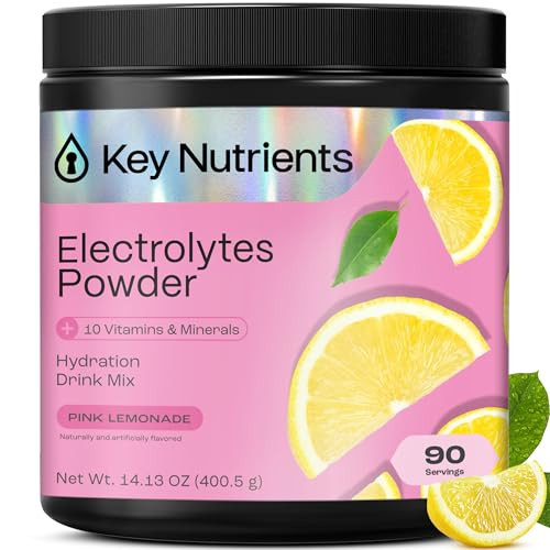 KEY NUTRIENTS Multivitamin Electrolytes Powder No Sugar - Fresh Pink Lemonade Electrolyte Powder - Endurance & Energy Supplement - Hydration Powder - No Calories - 90 Servings - Made in USA | Amazon (US)