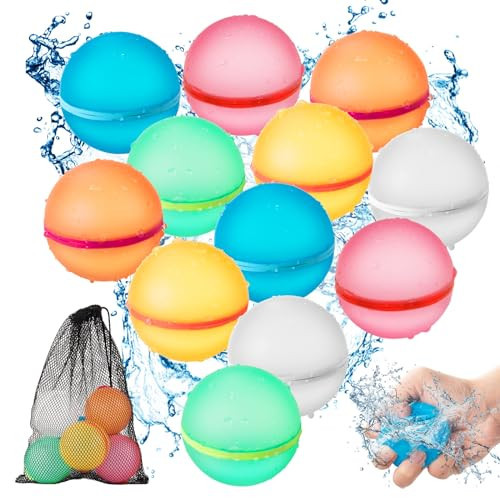 Wiederverwendbare Wasserbomben 12 Stück & 1 Mesh Bag, Magnet Selbstschließend Wiederverwendbar Schnell Wiederbefüllbare Silikon Wasserbomben Für Wasserschlachten, Familienaktivitäten | Amazon (DE)