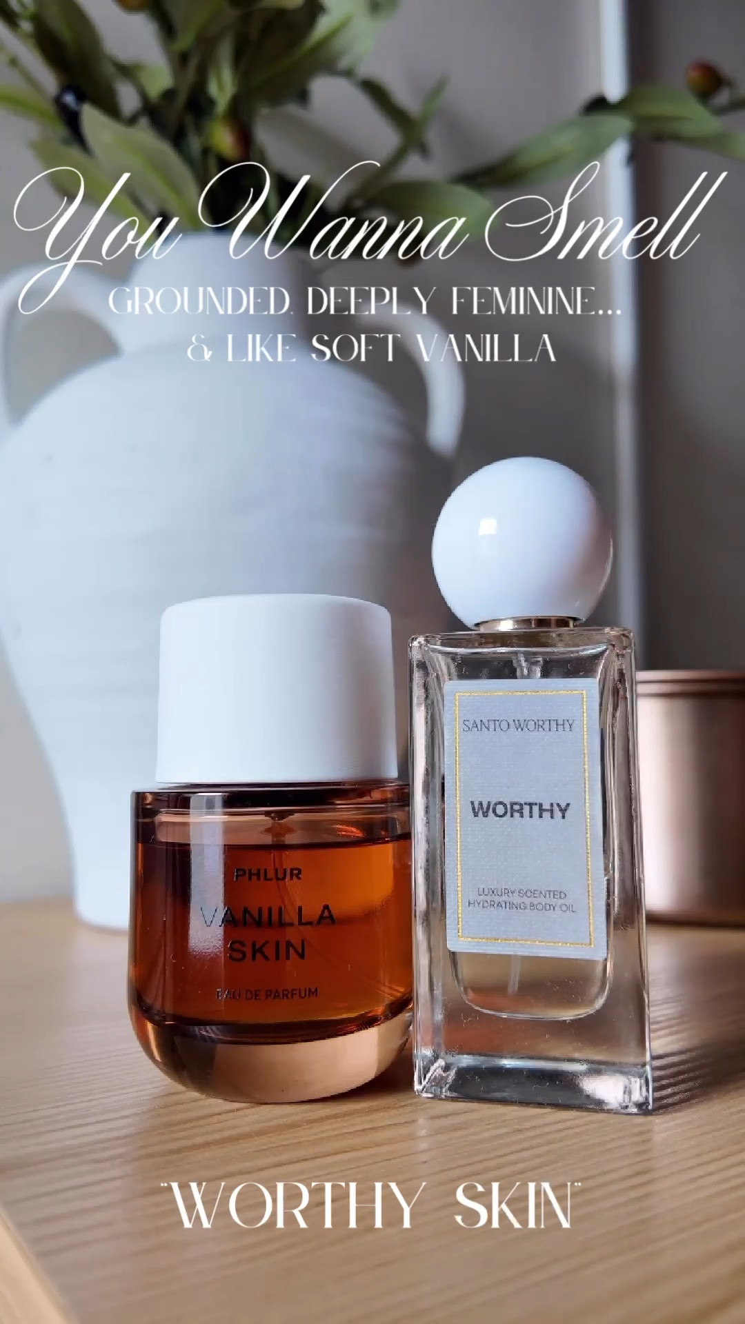 Signature Cozy Girl scent mix ✨🤎

Worthy by Santo Worthy × Vanilla Skin by Phlur

Warm. Soft. Confident.
Worthy adds depth and quiet elegance, while Vanilla Skin brings a creamy, skin-like sweetness. Together they create an intimate, “your skin but better” scent I can’t stop wearing.

I love this for everyday, cozy days around the house, or soft glam moments. This is perfect in the winter but will go CRAZY on a summer night!! 

Fragrances to buy
Winter Fragrances for women
Perfume 
Female Scent Mixes 
#fragrance
#ScentLayering
#PerfumeRoutine
#SoftFeminine
#CleanGirlScent
#EverydayFragrance
#LTKFinds
#WorthyWoman

#LTKBeauty #LTKselfcare