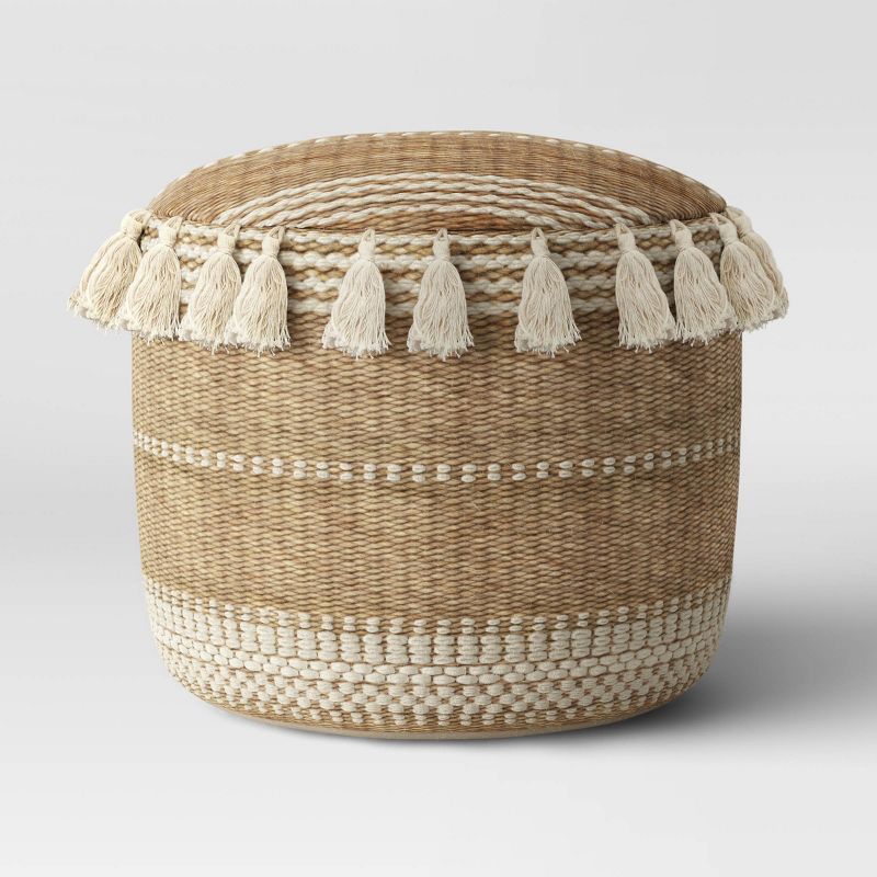 Gemma Pouf Jute Striped/Tassels Natural - Opalhouse&#8482; | Target