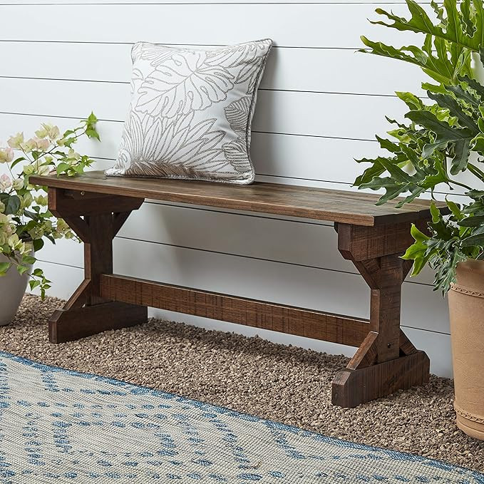Backyard Discovery 46" Meranti Wood Farmhouse Bench with Walnut Stain, Designed for Indoor and Ou... | Amazon (US)