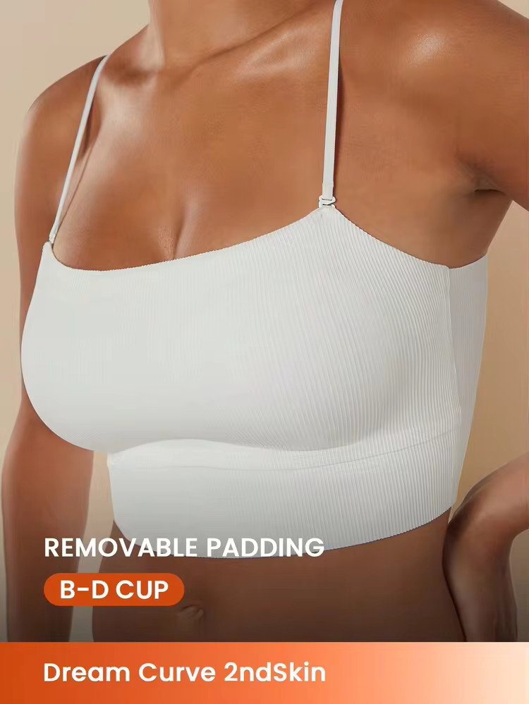 LUVLETTE Dream Curve 2ndSkin White Wireless Seamless Built-In Bra Backless Lounge Basic Sports Wo... | SHEIN