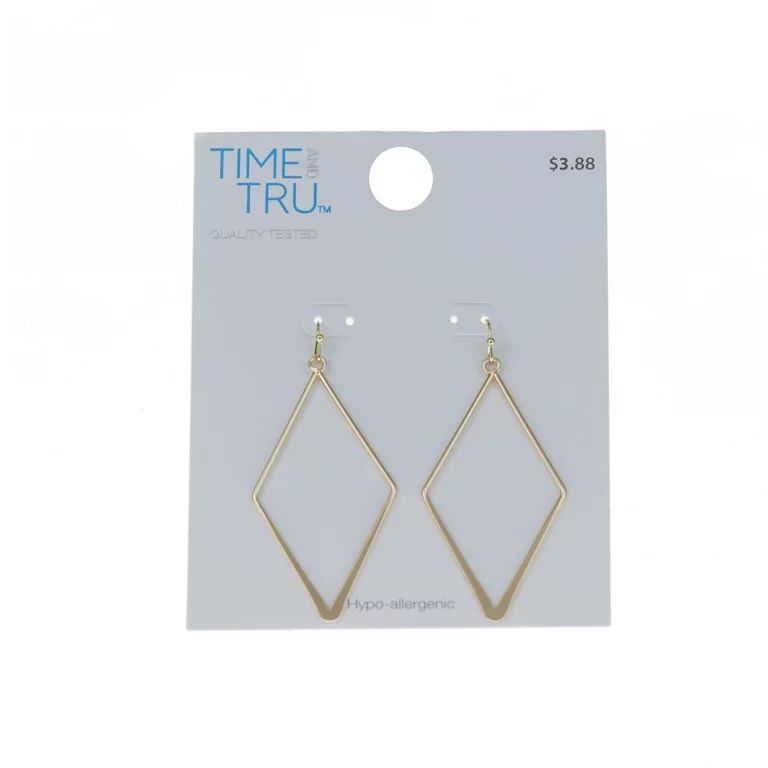 Time And Tru Ladies Open Diamond Earring, Gold | Walmart (US)