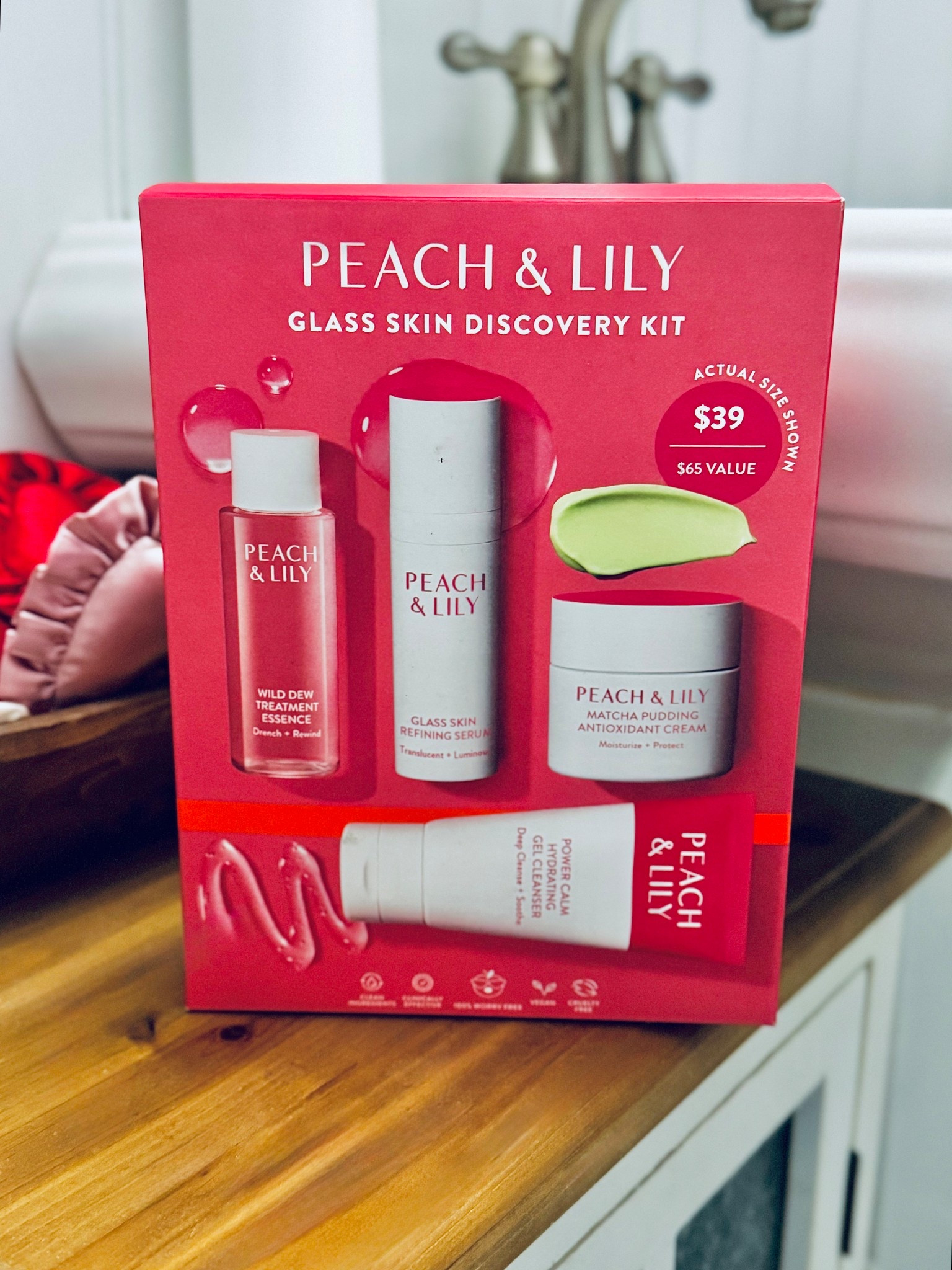 Okay this is going straight into my Easter basket this year 🐣✨

If you’ve been curious about the viral Peach & Lily “Glass Skin” skincare, this little discovery kit is the BEST way to try it without buying all the full-size products first.

You get the full 4-step glass skin routine in travel sizes:
💧 Cleanser  
💧 Essence  
💧 Glass Skin Serum  
💧 Matcha Pudding Cream

Perfect for travel, sleepovers, or tossing in your gym bag too!

And the deal right now is so good…  
It’s a $65 value but only $39 with Prime shipping 🙌🏼

I honestly think this would make the cutest Easter basket filler for teens, college girls, or anyone who loves skincare.

#LTKBeauty #LTKselfcare #LTKTravel