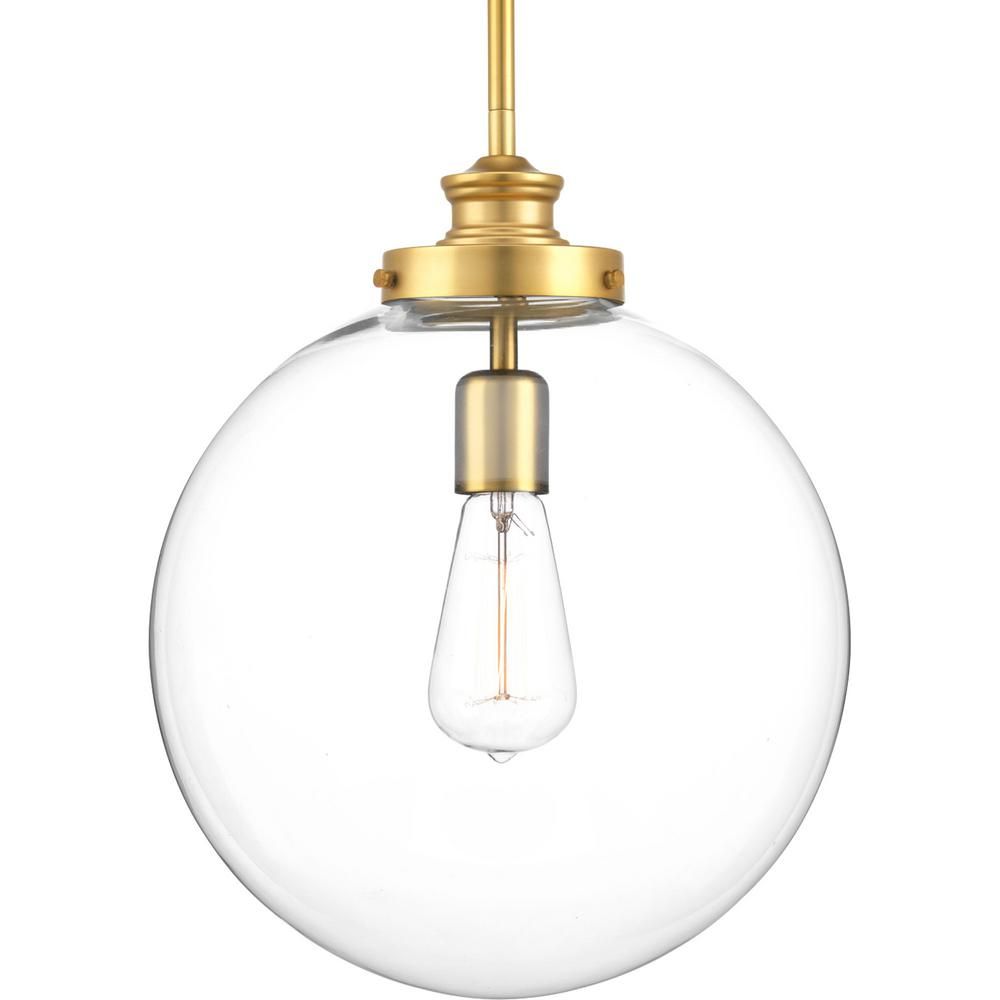 Penn 1-Light Natural Brass Large Pendant with Clear Glass | The Home Depot